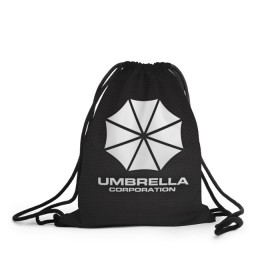 Рюкзак-мешок 3D с принтом Umbrella Corporation в Петрозаводске, 100% полиэстер | плотность ткани — 200 г/м2, размер — 35 х 45 см; лямки — толстые шнурки, застежка на шнуровке, без карманов и подкладки | corporation | umbrella | umbrella corporation | амбрела | амбрелла корпорейшн | военная корпорация | корпорация | фармацевтическая корпорация