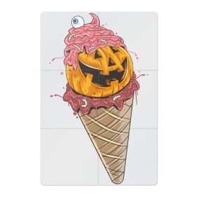 Магнитный плакат 2Х3 с принтом Pumpkin IceCream в Петрозаводске, Полимерный материал с магнитным слоем | 6 деталей размером 9*9 см | helloween | ice cream | icecream | pumpkin | глаз | глазурь | еда | крем | мороженое | рожок | тыква | улыбка