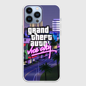 Чехол для iPhone 13 Pro Max с принтом Grand Theft Auto Vice City в Петрозаводске,  |  | Тематика изображения на принте: grand theft auto 2 | grand theft auto 3 | grand theft auto v | grand theft auto: san andreas | grand theft auto: vice city | gta 1 | gta 2 | gta 3 | gta 4 | gta 5 | gta online | gta v | город | игры