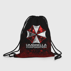 Рюкзак-мешок 3D с принтом UMBRELLA CORP в Петрозаводске, 100% полиэстер | плотность ткани — 200 г/м2, размер — 35 х 45 см; лямки — толстые шнурки, застежка на шнуровке, без карманов и подкладки | ada wong | biohazard | leon | nemesis | project resistance | raccoon city | re2 | resident evil 2 | rpd | stars | umbrella | ада вонг | амбрелла | немесис | ужасы