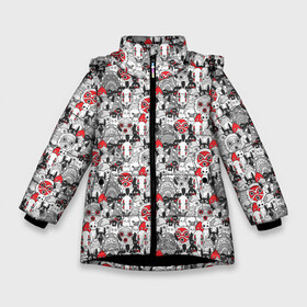 Зимняя куртка для девочек 3D с принтом Studio Ghibli в Петрозаводске, ткань верха — 100% полиэстер; подклад — 100% полиэстер, утеплитель — 100% полиэстер. | длина ниже бедра, удлиненная спинка, воротник стойка и отстегивающийся капюшон. Есть боковые карманы с листочкой на кнопках, утяжки по низу изделия и внутренний карман на молнии. 

Предусмотрены светоотражающий принт на спинке, радужный светоотражающий элемент на пуллере молнии и на резинке для утяжки. | Тематика изображения на принте: studio ghibli | ведьмина служба доставки | навсикая | небесный замок лапута | студия гибли | тоторо | унесенные призраками | ходячий замок