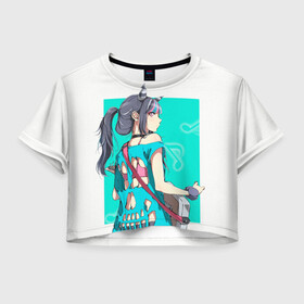 Женская футболка Crop-top 3D с принтом Ibuki Mioda в Петрозаводске, 100% полиэстер | круглая горловина, длина футболки до линии талии, рукава с отворотами | Тематика изображения на принте: danganronpa | ibuki mioda | данганронпа | ибуки миода