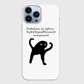 Чехол для iPhone 13 Pro Max с принтом ЪУЪ в Петрозаводске,  |  | animal | art | black | meme | trend | голова | животные | интернет | кот | кот мем | кошка | лапки | лапы | мем | мемы | надпись | прикол | слова | тренд | ъуъ | юмор