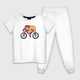 Детская пижама хлопок с принтом Ленивец в Петрозаводске, 100% хлопок |  брюки и футболка прямого кроя, без карманов, на брюках мягкая резинка на поясе и по низу штанин
 | bike | lazy | sloth | велосипед | ленивец | ленивцы | лень