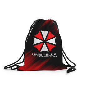 Рюкзак-мешок 3D с принтом Umbrella Corporation в Петрозаводске, 100% полиэстер | плотность ткани — 200 г/м2, размер — 35 х 45 см; лямки — толстые шнурки, застежка на шнуровке, без карманов и подкладки | corp | corporation | resident evil | umbrella | umbrella corporation | зомби апокалипсис | зонт | игра