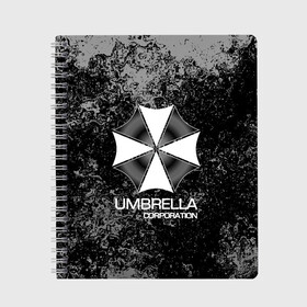 Тетрадь с принтом UMBRELLA CORP в Петрозаводске, 100% бумага | 48 листов, плотность листов — 60 г/м2, плотность картонной обложки — 250 г/м2. Листы скреплены сбоку удобной пружинной спиралью. Уголки страниц и обложки скругленные. Цвет линий — светло-серый
 | biohazard | biohazard 7 | crocodile | fang | game | hand | monster | new umbrella | resident evil | resident evil 7 | umbrella | umbrella corp | umbrella corporation | zombie | обитель