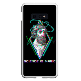 Чехол для Samsung S10E с принтом Magic is science - Пифагор в Петрозаводске, Силикон | Область печати: задняя сторона чехла, без боковых панелей | magic | science | астрономия | геометрия | картинки | математика | мем | наука | пифагор | приколы | треугольник | физика | школа | школьник