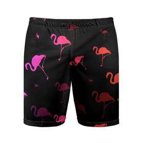 Мужские шорты спортивные с принтом Фламинго в Петрозаводске,  |  | минимализм | прикольные картинки | прикольные надписи | розовый фламинго | фламинго