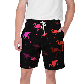 Мужские шорты 3D с принтом Фламинго в Петрозаводске,  полиэстер 100% | прямой крой, два кармана без застежек по бокам. Мягкая трикотажная резинка на поясе, внутри которой широкие завязки. Длина чуть выше колен | минимализм | прикольные картинки | прикольные надписи | розовый фламинго | фламинго