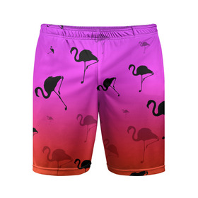 Мужские шорты спортивные с принтом Фламинго в Петрозаводске,  |  | Тематика изображения на принте: минимализм | прикольные картинки | прикольные надписи | розовый фламинго | фламинго