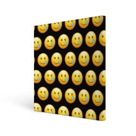 Холст квадратный с принтом New Emoji в Петрозаводске, 100% ПВХ |  | crying | emoji | smile | smiling face with tear | tear | плачущий | слеза | смайлик | улыбка | эмодзи