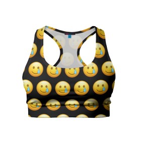 Женский спортивный топ 3D с принтом New Emoji в Петрозаводске, 82% полиэстер, 18% спандекс Ткань безопасна для здоровья, позволяет коже дышать, не мнется и не растягивается |  | crying | emoji | smile | smiling face with tear | tear | плачущий | слеза | смайлик | улыбка | эмодзи