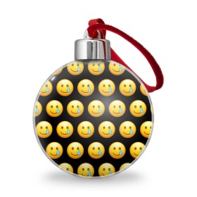 Ёлочный шар с принтом New Emoji в Петрозаводске, Пластик | Диаметр: 77 мм | crying | emoji | smile | smiling face with tear | tear | плачущий | слеза | смайлик | улыбка | эмодзи