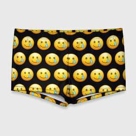 Мужские купальные плавки 3D с принтом New Emoji в Петрозаводске, Полиэстер 85%, Спандекс 15% |  | crying | emoji | smile | smiling face with tear | tear | плачущий | слеза | смайлик | улыбка | эмодзи