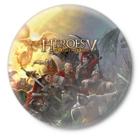 Значок с принтом Heroes of Might and Magic в Петрозаводске,  металл | круглая форма, металлическая застежка в виде булавки | game | heroes | heroes of might and magic | homm | might and magic | ubisoft | герои | герои меча | герои меча и магии | игра