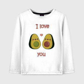 Детский лонгслив хлопок с принтом AVOCADO LOVE в Петрозаводске, 100% хлопок | круглый вырез горловины, полуприлегающий силуэт, длина до линии бедер | Тематика изображения на принте: avokado | авокадо