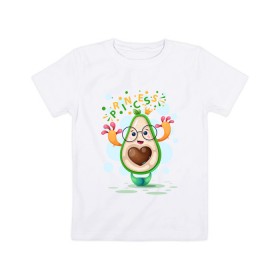 Детская футболка хлопок с принтом АВОКАДО в Петрозаводске, 100% хлопок | круглый вырез горловины, полуприлегающий силуэт, длина до линии бедер | avocado | character | cute pictures | exotic | fruit | nut | vegan | vegetables | vegetarian | авокадо | веган | вегетарианец | милые картинки | овощи | орех | персонаж | фрукты | экзотика