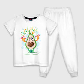 Детская пижама хлопок с принтом АВОКАДО в Петрозаводске, 100% хлопок |  брюки и футболка прямого кроя, без карманов, на брюках мягкая резинка на поясе и по низу штанин
 | avocado | character | cute pictures | exotic | fruit | nut | vegan | vegetables | vegetarian | авокадо | веган | вегетарианец | милые картинки | овощи | орех | персонаж | фрукты | экзотика