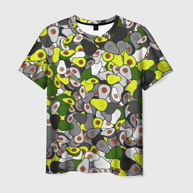 Мужская футболка 3D с принтом Камуфляж с авокадо в Петрозаводске, 100% полиэфир | прямой крой, круглый вырез горловины, длина до линии бедер | avocado | адвокадо | веган | еда | камо | милитари | оовощь | паттерн | фрукт | хаки