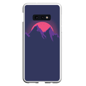 Чехол для Samsung S10E с принтом Mountain sunset в Петрозаводске, Силикон | Область печати: задняя сторона чехла, без боковых панелей | mountain | sunset. purple. фиолетовый | vector | арт | вектор | горы | закат | принт | природа