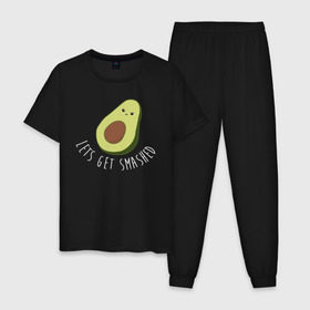 Мужская пижама хлопок с принтом Авокадо в Петрозаводске, 100% хлопок | брюки и футболка прямого кроя, без карманов, на брюках мягкая резинка на поясе и по низу штанин
 | авокадо | мемы | минимализм | прикольные картинки | прикольные надписи | растение | фрукт