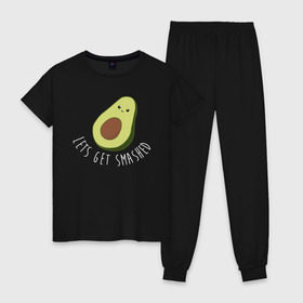 Женская пижама хлопок с принтом Авокадо в Петрозаводске, 100% хлопок | брюки и футболка прямого кроя, без карманов, на брюках мягкая резинка на поясе и по низу штанин | авокадо | мемы | минимализм | прикольные картинки | прикольные надписи | растение | фрукт
