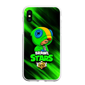 Чехол для iPhone XS Max матовый с принтом BRAWL STARS LEON в Петрозаводске, Силикон | Область печати: задняя сторона чехла, без боковых панелей | bibi | brawl stars | crow | el brown | leon | leon shark | max | sally leon | shark | stars | werewolf | акула | биби | ворон | леон | оборотень