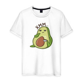 Мужская футболка хлопок с принтом Авокадо в Петрозаводске, 100% хлопок | прямой крой, круглый вырез горловины, длина до линии бедер, слегка спущенное плечо. | авокадо | веган | еда блогеров | мемы | минимализм | прикольные картинки | прикольные надписи | растение | смешное авокадо | фрукт