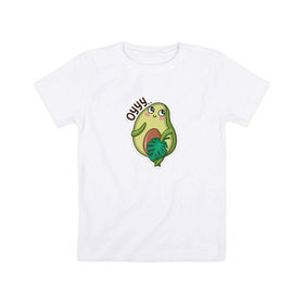 Детская футболка хлопок с принтом Авокадо в Петрозаводске, 100% хлопок | круглый вырез горловины, полуприлегающий силуэт, длина до линии бедер | авокадо | веган | еда блогеров | мемы | минимализм | прикольные картинки | прикольные надписи | растение | смешное авокадо | фрукт