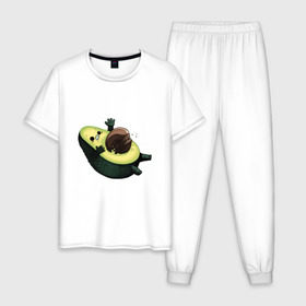 Мужская пижама хлопок с принтом Авокадо в Петрозаводске, 100% хлопок | брюки и футболка прямого кроя, без карманов, на брюках мягкая резинка на поясе и по низу штанин
 | авокадо | веган | еда блогеров | мемы | минимализм | прикольные картинки | прикольные надписи | растение | смешное авокадо | фрукт