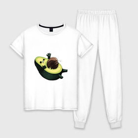 Женская пижама хлопок с принтом Авокадо в Петрозаводске, 100% хлопок | брюки и футболка прямого кроя, без карманов, на брюках мягкая резинка на поясе и по низу штанин | авокадо | веган | еда блогеров | мемы | минимализм | прикольные картинки | прикольные надписи | растение | смешное авокадо | фрукт