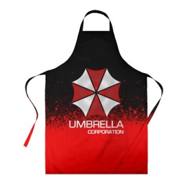 Фартук 3D с принтом UMBRELLA CORP в Петрозаводске, 100% полиэстер | общий размер — 65 х 85 см, ширина нагрудника — 26 см, горловина — 53 см, длина завязок — 54 см, общий обхват в поясе — 173 см. Принт на завязках и на горловине наносится с двух сторон, на основной части фартука — только с внешней стороны | 