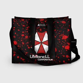 Сумка-шоппер 3D с принтом UMBRELLA CORP в Петрозаводске, 100% полиэстер | застегивается на металлическую кнопку; внутренний карман застегивается на молнию. Стенки укреплены специальным мягким материалом, чтобы защитить содержимое от несильных ударов
 | biohazard | biohazard 7 | crocodile | fang | game | hand | monster | new umbrella | resident evil | resident evil 7 | umbrella | umbrella corp | umbrella corporation | zombie | обитель