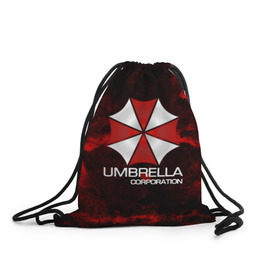 Рюкзак-мешок 3D с принтом UMBRELLA CORP в Петрозаводске, 100% полиэстер | плотность ткани — 200 г/м2, размер — 35 х 45 см; лямки — толстые шнурки, застежка на шнуровке, без карманов и подкладки | biohazard | biohazard 7 | crocodile | fang | game | hand | monster | new umbrella | resident evil | resident evil 7 | umbrella | umbrella corp | umbrella corporation | zombie | обитель