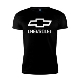 Мужская футболка премиум с принтом Chevrolet в Петрозаводске, 92% хлопок, 8% лайкра | приталенный силуэт, круглый вырез ворота, длина до линии бедра, короткий рукав | auto | chevrolet | авто | автомобиль | марка | машина | шевроле