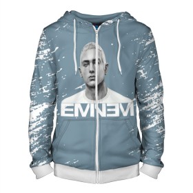 Мужская толстовка 3D на молнии с принтом EMINEM. в Петрозаводске, 100% полиэстер | длина до линии бедра, манжеты и пояс оформлены мягкой тканевой резинкой, двухслойный капюшон со шнурком для регулировки, спереди молния, по бокам два кармана | eminem | marshall bruce mathers | music to be murdered by | rap | американский рэпер | зарубежный реп | маршалл брюс мэтерс | музыка | реп | рэпер | эм | эминем