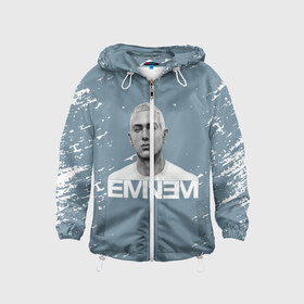 Детская ветровка 3D с принтом EMINEM. в Петрозаводске, 100% полиэстер | подол и капюшон оформлены резинкой с фиксаторами, по бокам два кармана без застежек, один потайной карман на груди | Тематика изображения на принте: eminem | marshall bruce mathers | music to be murdered by | rap | американский рэпер | зарубежный реп | маршалл брюс мэтерс | музыка | реп | рэпер | эм | эминем