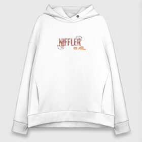 Женское худи Oversize хлопок с принтом Niffler в Петрозаводске, френч-терри — 70% хлопок, 30% полиэстер. Мягкий теплый начес внутри —100% хлопок | боковые карманы, эластичные манжеты и нижняя кромка, капюшон на магнитной кнопке | fantastic beasts: the crimes of grindelwald | vdosadir | wizarding world | нюхлер | нюхль