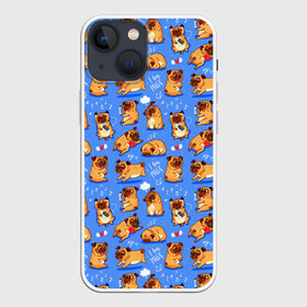 Чехол для iPhone 13 mini с принтом Best Friends в Петрозаводске,  |  | 23февраля | 8марта | dog | dogs | девушке | день влюбленных | другу | мило | милые | мопс | пес | подарок | подруге | псы | ребенку | собака | собаки | собачка | собачки