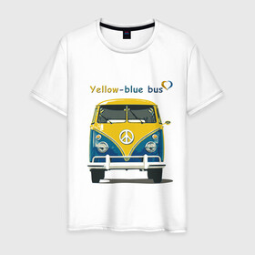 Мужская футболка хлопок с принтом Я люблю вас (Yellow-blue bus) в Петрозаводске, 100% хлопок | прямой крой, круглый вырез горловины, длина до линии бедер, слегка спущенное плечо. | Тематика изображения на принте: 14 февраля | bus | camper | i love you | love you | volkswagen | vw | автобус | автомобилисту | английский | бейсболка | бутылка | валентинов день | водителю | день влюбленных | день святого валент | кепка | кружка | люблю