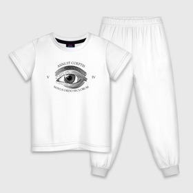 Детская пижама хлопок с принтом Novus Ordo Seclorum в Петрозаводске, 100% хлопок |  брюки и футболка прямого кроя, без карманов, на брюках мягкая резинка на поясе и по низу штанин
 | america | dollar | eye | illuminati | mason | usa | америка | глаз | доллар | иллюминаты | масоны | сша