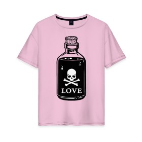 Женская футболка хлопок Oversize с принтом Love is death в Петрозаводске, 100% хлопок | свободный крой, круглый ворот, спущенный рукав, длина до линии бедер
 | 