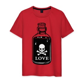 Мужская футболка хлопок с принтом Love is death в Петрозаводске, 100% хлопок | прямой крой, круглый вырез горловины, длина до линии бедер, слегка спущенное плечо. | 