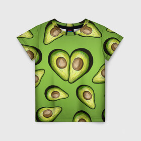 Детская футболка 3D с принтом Люблю авокадо в Петрозаводске, 100% гипоаллергенный полиэфир | прямой крой, круглый вырез горловины, длина до линии бедер, чуть спущенное плечо, ткань немного тянется | Тематика изображения на принте: food | green | vegetarian | вегетарианец | влюбленность | влюбленные | вместе навсегда | девушке | здоровый | здоровый образ жизни | зелень | кружка | любимая | любимый | люблю | май | натуральный