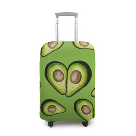 Чехол для чемодана 3D с принтом Люблю авокадо в Петрозаводске, 86% полиэфир, 14% спандекс | двустороннее нанесение принта, прорези для ручек и колес | food | green | vegetarian | вегетарианец | влюбленность | влюбленные | вместе навсегда | девушке | здоровый | здоровый образ жизни | зелень | кружка | любимая | любимый | люблю | май | натуральный