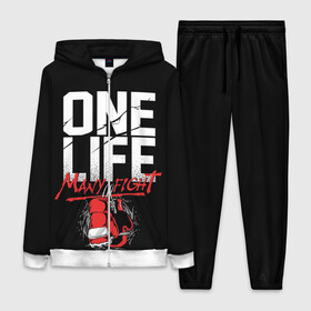 Женский костюм 3D с принтом One Life Many Fight в Петрозаводске,  |  | art | boxing | fight | gloves | quote | sport | арт | бой | бокс | перчатки | спорт | цитата