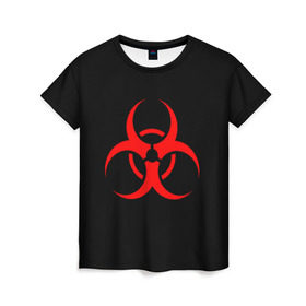 Женская футболка 3D с принтом Plague inc в Петрозаводске, 100% полиэфир ( синтетическое хлопкоподобное полотно) | прямой крой, круглый вырез горловины, длина до линии бедер | game | ncov2019 | plague inc | warning | вирус | знак | игра | китай | коронавирус | опасность | символ