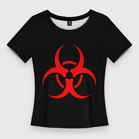 Женская футболка 3D Slim с принтом Plague inc в Петрозаводске,  |  | game | ncov2019 | plague inc | warning | вирус | знак | игра | китай | коронавирус | опасность | символ