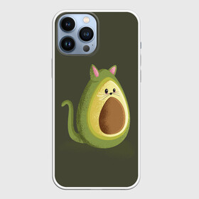 Чехол для iPhone 13 Pro Max с принтом AVOCATO в Петрозаводске,  |  | Тематика изображения на принте: avocado | avocato | avogato | cat | cats | авокадо | авокато | авокот | картинка | картинки | кот | коте | котэ | прикольная | прикольные
