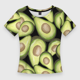 Женская футболка 3D Slim с принтом Avocado background в Петрозаводске,  |  | Тематика изображения на принте: food | green | vegan | vegetarian | веган | вегетарианец | диета | здоровое питание | здоровый | здоровый образ жизни | зеленый | зож | кружка | майка | натуральный | овощи | платье | плед | подушка | полезный